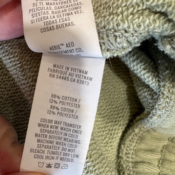 Aerie Full Zip Cropped Hoodie Sage Green M‎ - Picture 8 of 8
